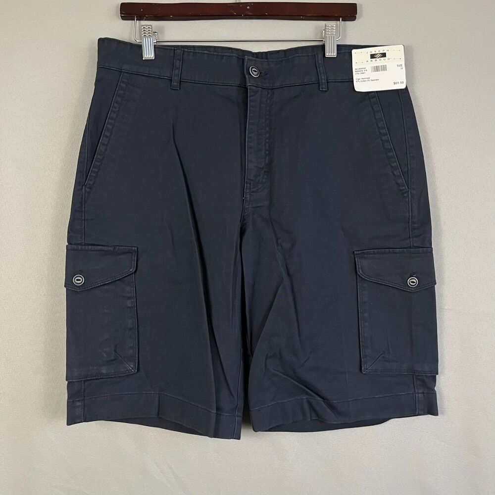 Joseph Abboud Cargo Shorts Men's 35 Black Denim Cotton Stretch Zip‎ Fly Hiking